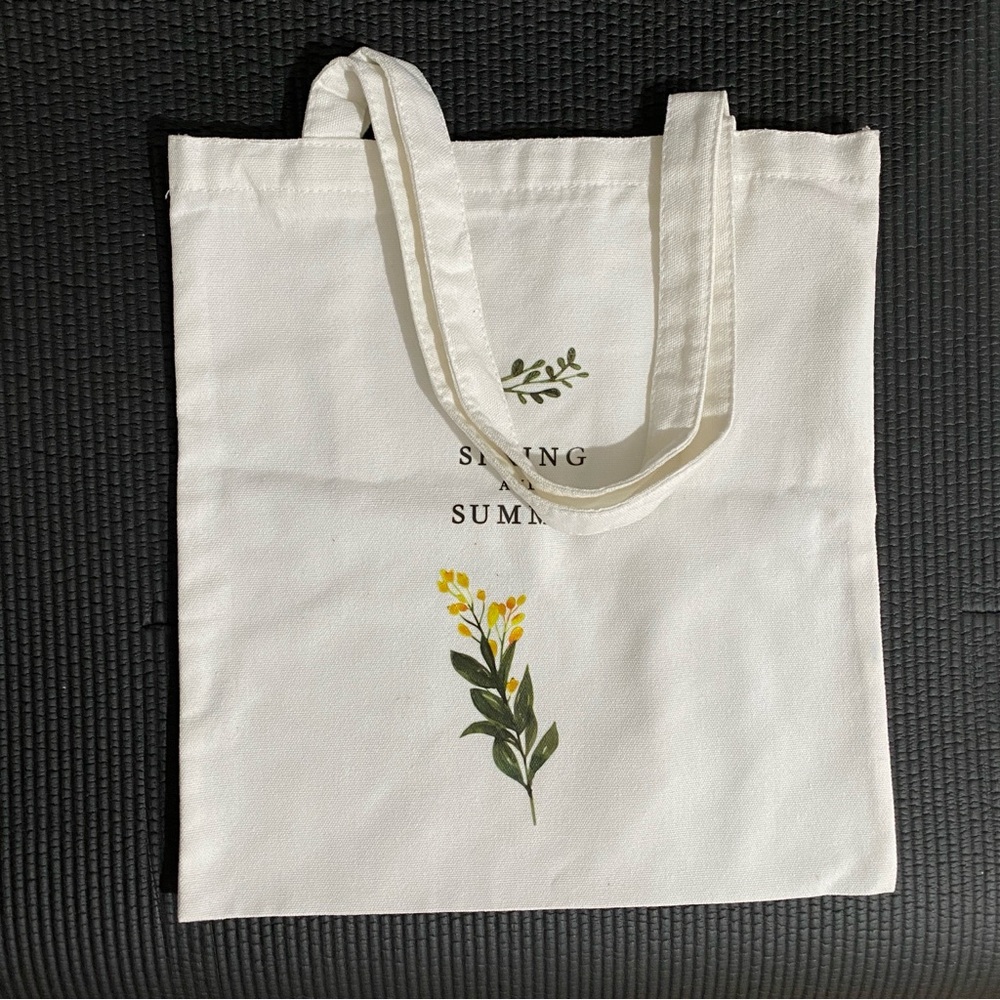 Floral White Tote Bag